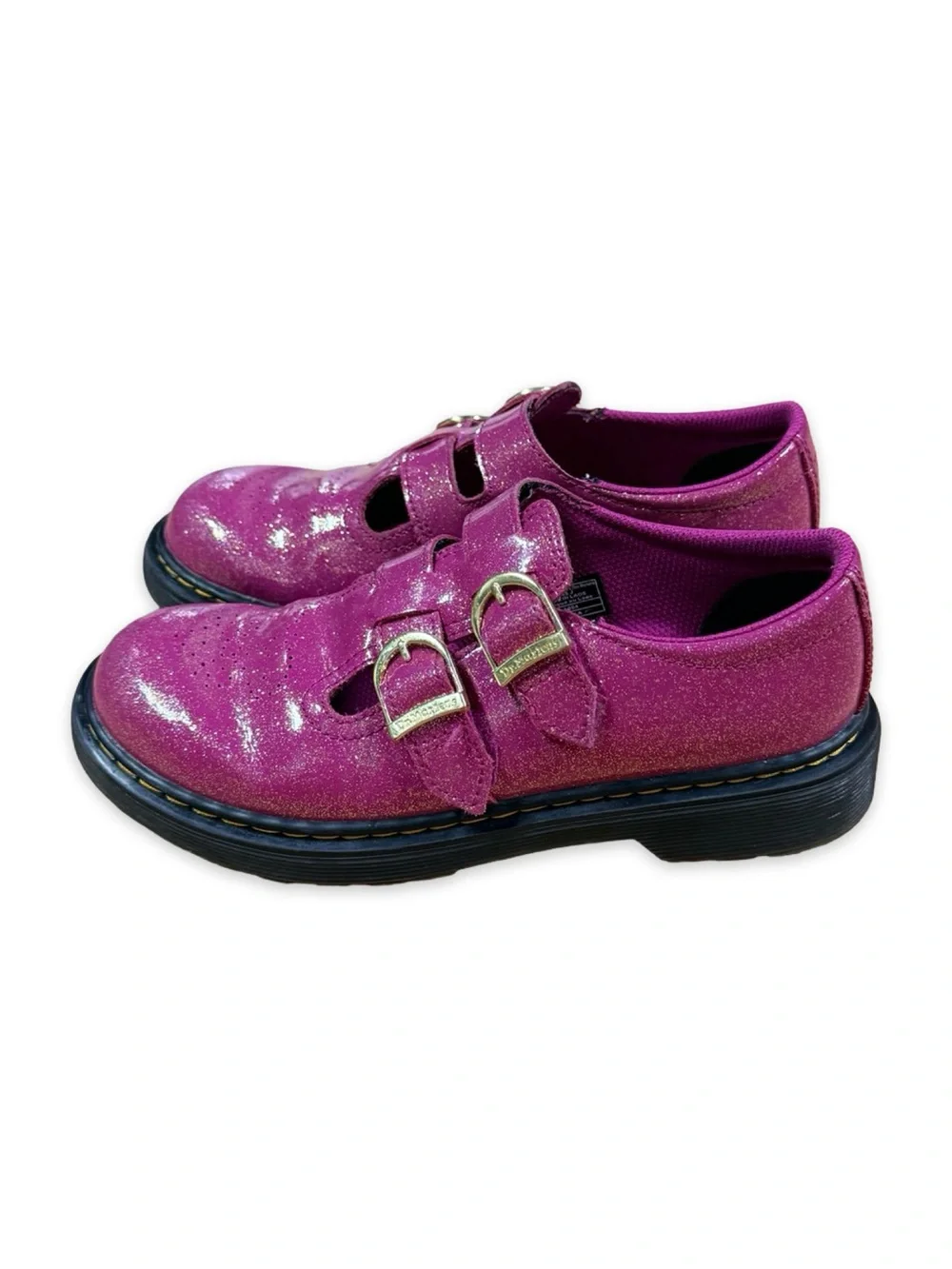 Dr. Martens Girl’s Fuchsia/Silver/Gold Glitter Mary Jane’s 8065 J Size 3